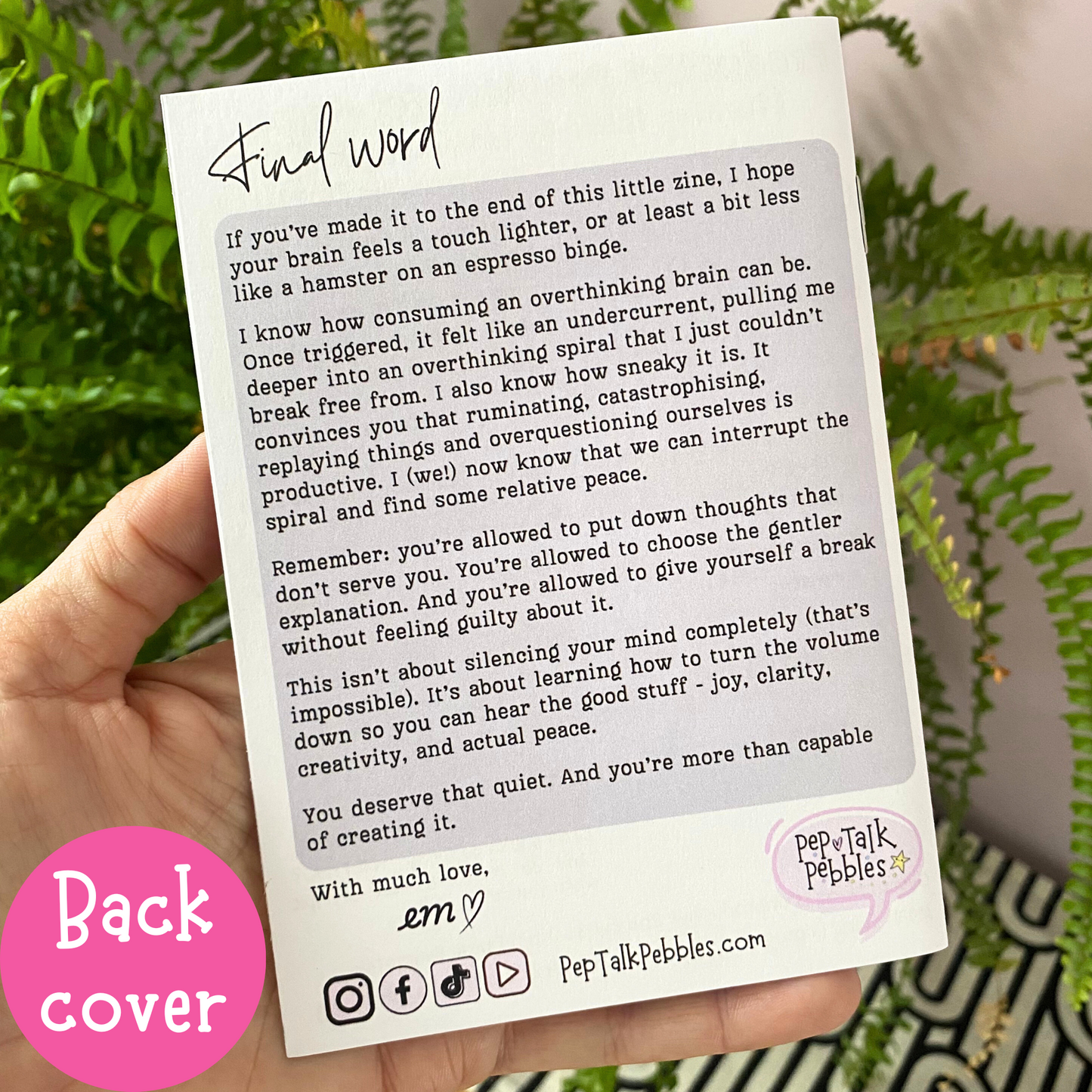 Dear Overthinking Brain Zine, Mental Health Tools, Self-Help Pocket Guide Booklet for Overthinkers