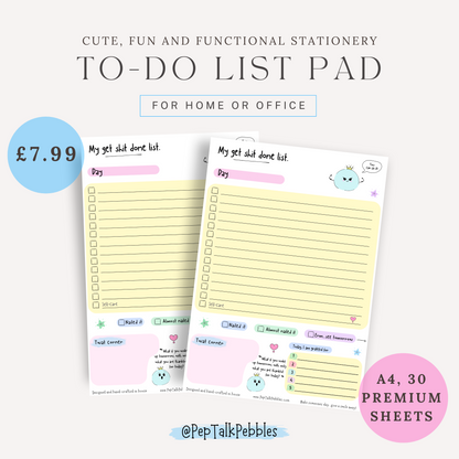 A4, To-Do List Pad 'Get Shit Done' With Gratitude List