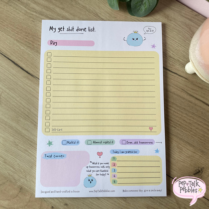 A4, To-Do List Pad 'Get Shit Done' With Gratitude List