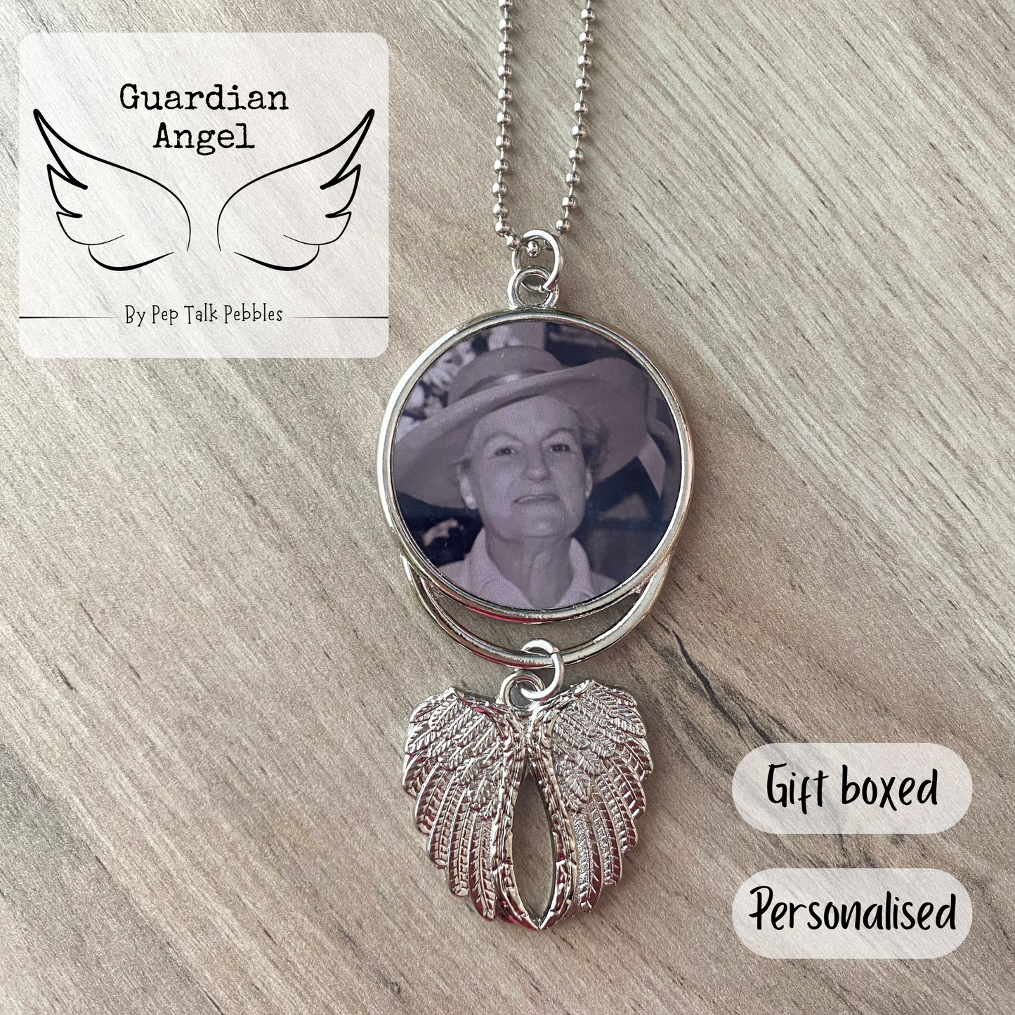 Personalised Photo Memorial, Bereavement Gift, In Loving Memory, Guardian Angel