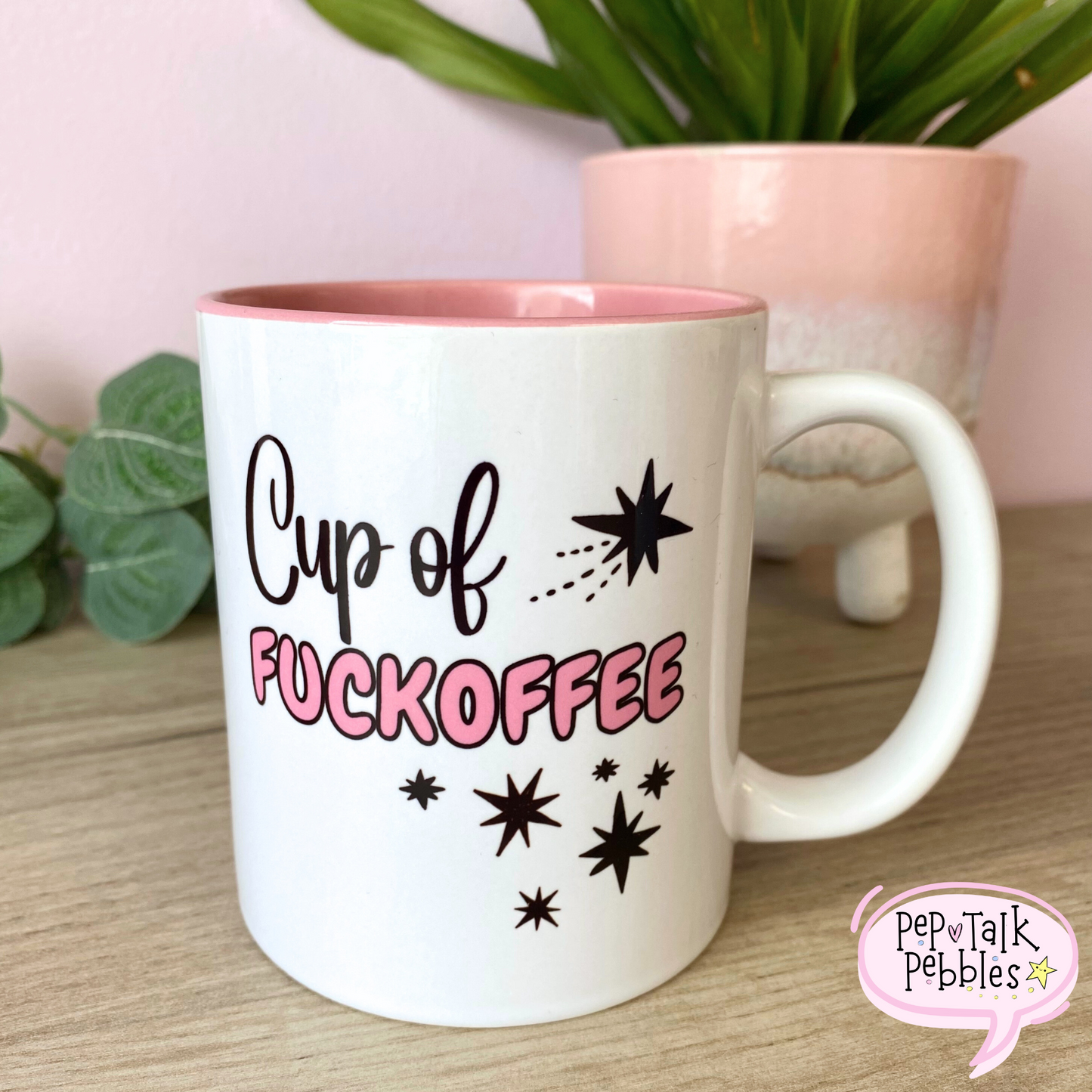 Funny Coffee Slogan Mug, Profanity, Funny Mug, Pink