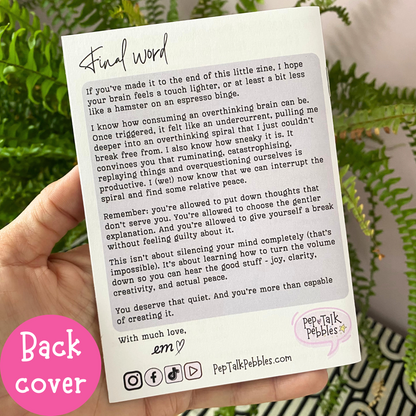 Dear Overthinking Brain Zine, Mental Health Tools, Self-Help Pocket Guide Booklet for Overthinkers