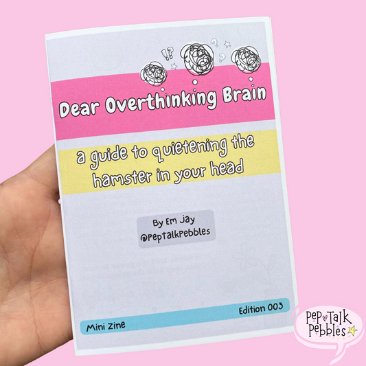 Dear Overthinking Brain Zine, Mental Health Tools, Self-Help Pocket Guide Booklet for Overthinkers