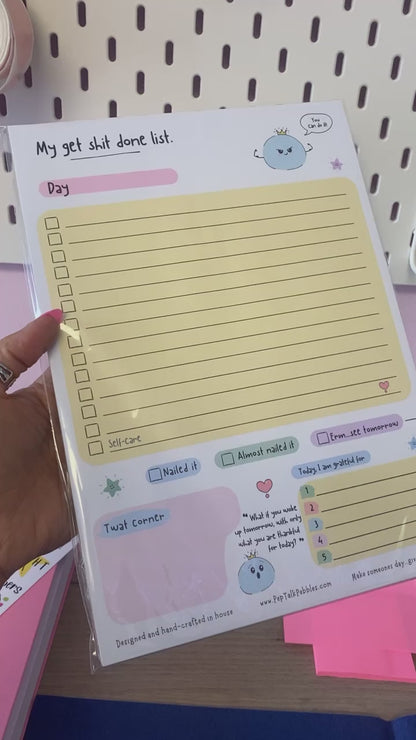 A4, To-Do List Pad 'Get Shit Done' With Gratitude List