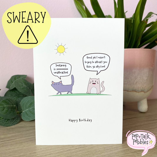 Sweary Cat Birthday Card, Rude, Funny, Profanity